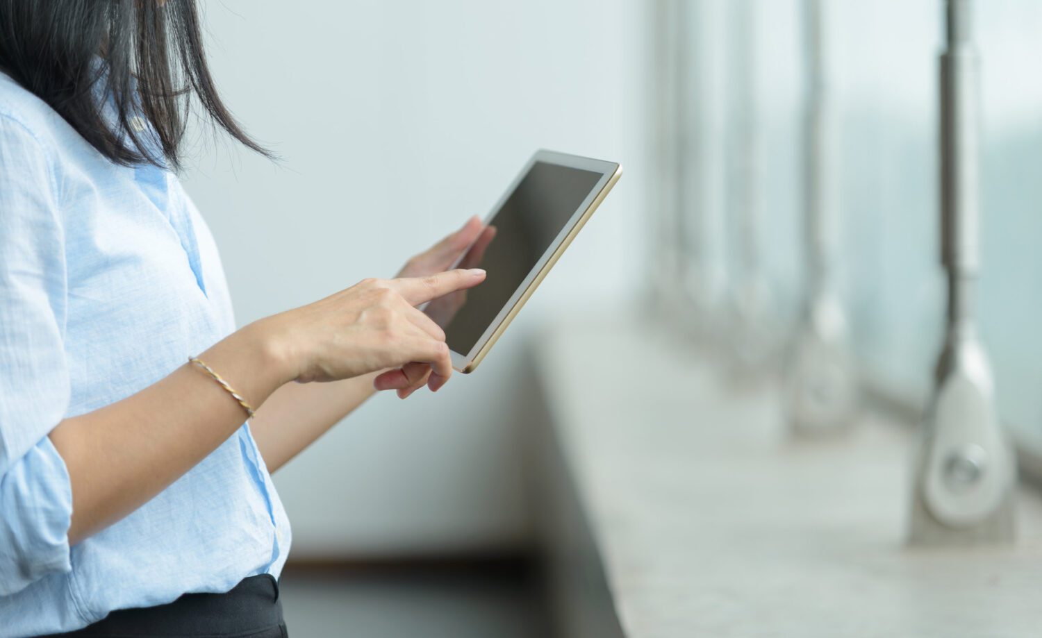 Close-up of businesswoman using a digital tablet